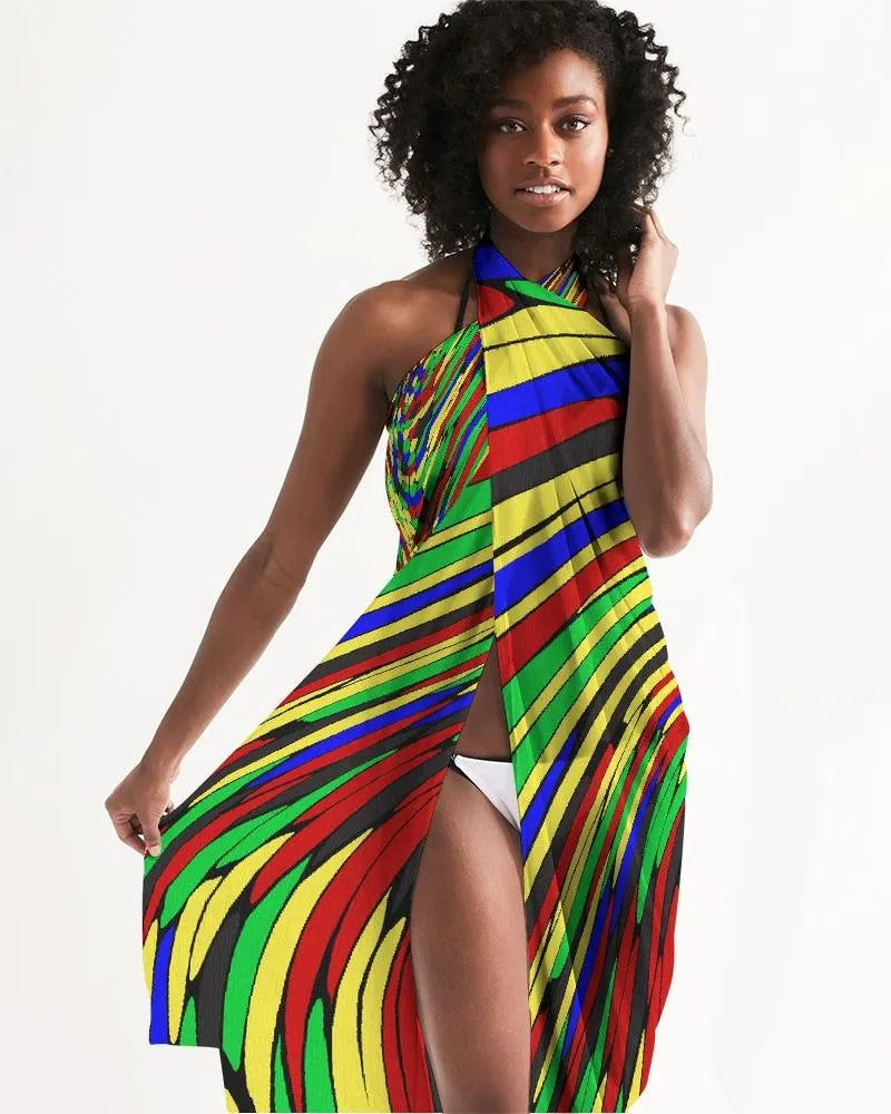 Sheer Swirl Print Cover-Up – 55"×54" Beach Wrap | Handmade