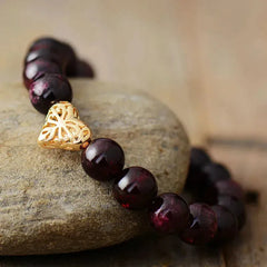 Garnet Heart Charm Premium Bracelet - Femstylo