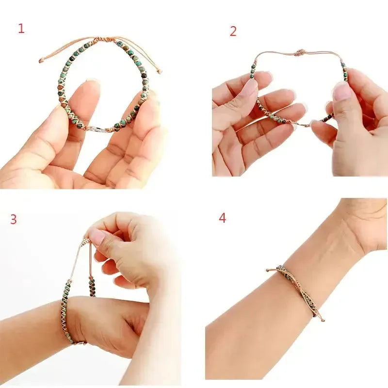 Imperial Jasper Heart Charm Macrame Bracelet - Femstylo
